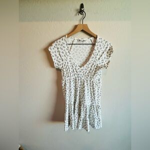 No Boundaries Women’s Y2K White Blue Floral Babydoll Coquette Mini Dress Size M